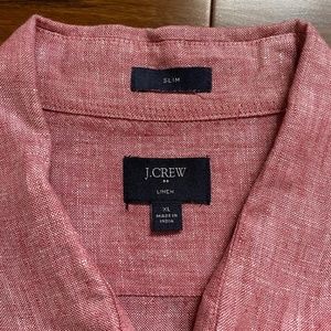 J. Crew Red Slim Linen Shirt Sz XL